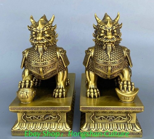 Coppia statue unicorno kylin