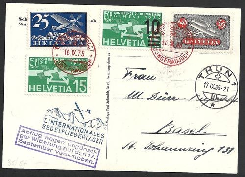 Svizzera 1935 aliante - , ppc